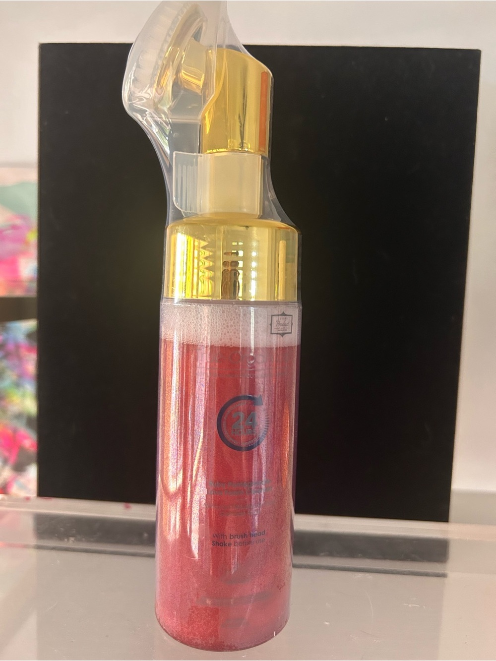 Gold-Top Foaming Makeup Product - Pink Shimmer